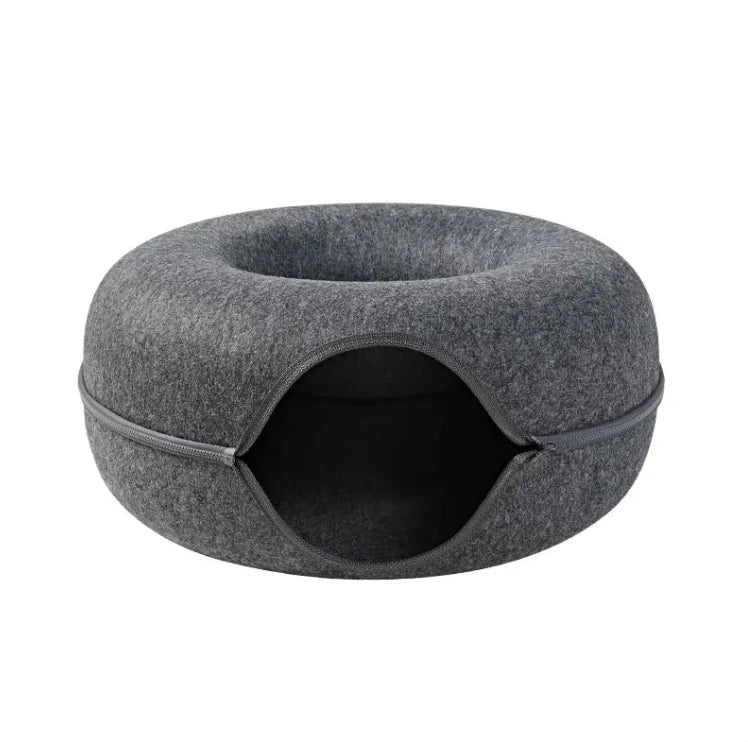 Four Seasons Cat Nest & Tunnel - Dual-Use Interactive Woolen Felt Pet Bed