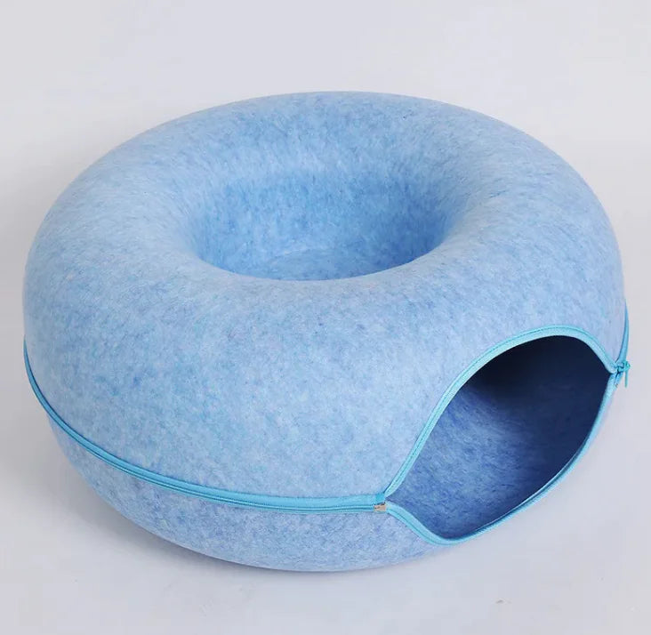 Four Seasons Cat Nest & Tunnel - Dual-Use Interactive Woolen Felt Pet Bed